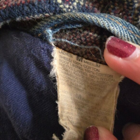 Vintage Outbrook Denim Tribal Print Jacket with Hood - Picture 11 of 11